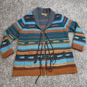 Womens Wrangler Western‎ Cardigan Knitted Sweater Size XXL Fringe Aztec Cowgirl